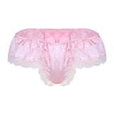 Shiny Soft Satin Floral Lace Low Rise Sissy Panties