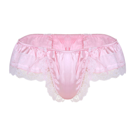 Shiny Soft Satin Floral Lace Low Rise Sissy Panties