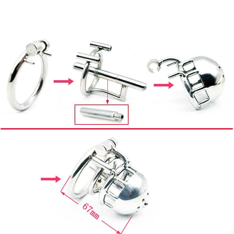 Stainless Steel Male Dual Use PA Chastity Device