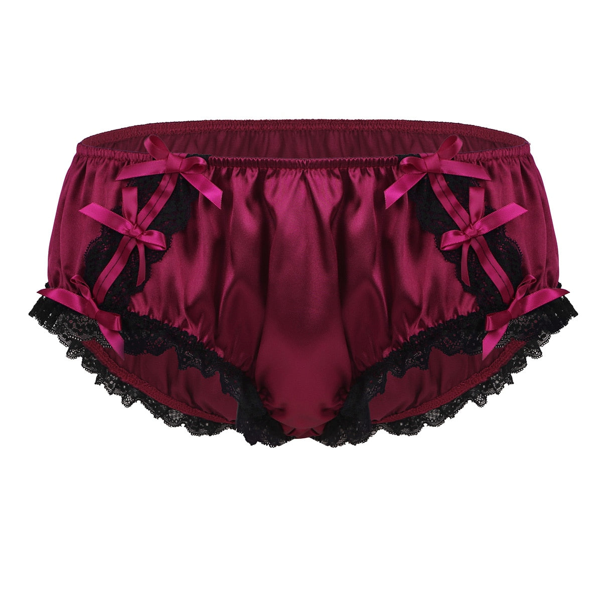 Ruffled Floral Lace Satin Low Rise Sissy Panties