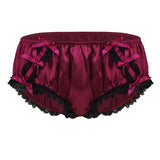 Ruffled Floral Lace Satin Low Rise Sissy Panties