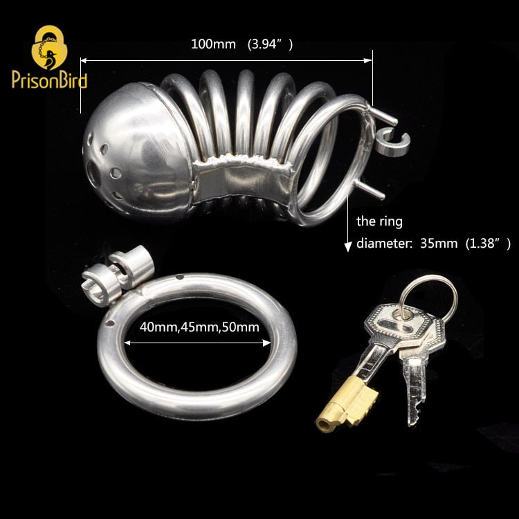 Stainless Steel Long Curved Chastity Cage