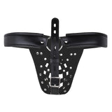 PU Leather Basket Locking Chastity Pouch Panties