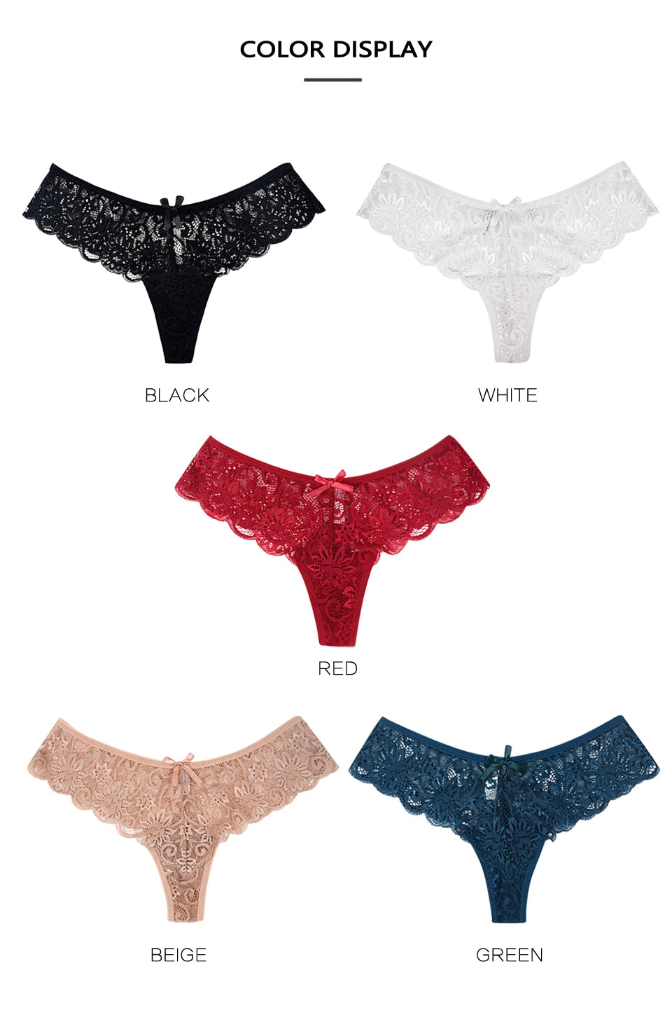 Transparent Lace  G String Ultra Thin Panties - 5pk