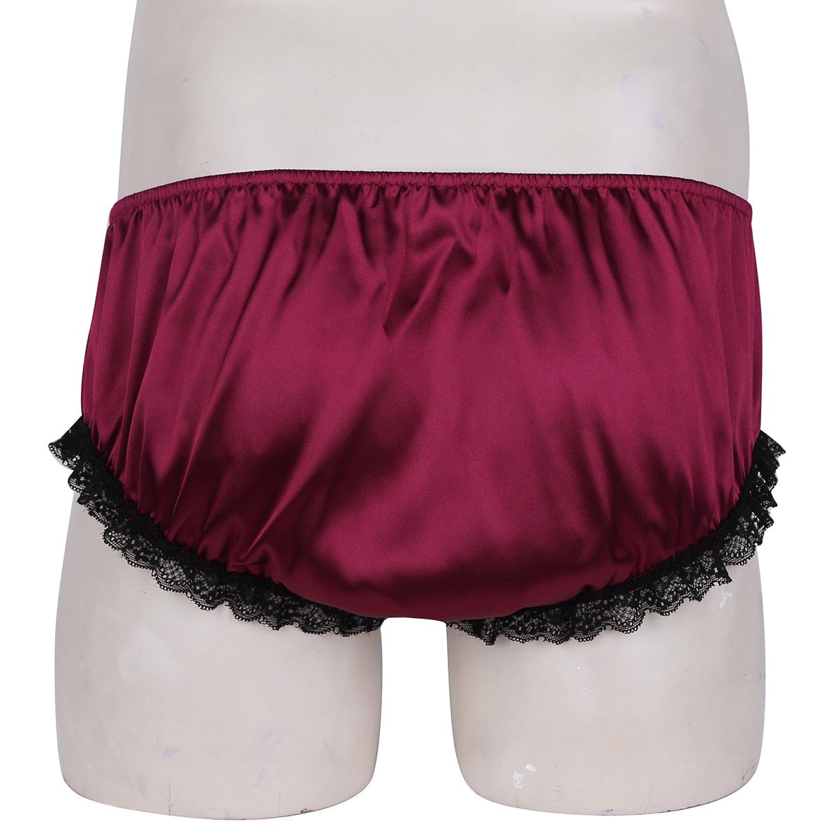 Ruffled Floral Lace Satin Low Rise Sissy Panties