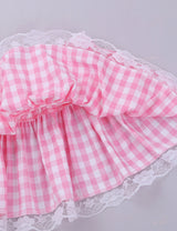 Unisex Men Women A-line Mini Skirt  Men Sexy Sissy Skirt Elastic Waistband Short Skirt with Lace Hem Pleated Gingham Roleplay