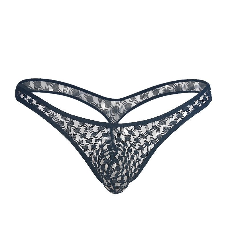 Plus Size Men U Convex Pouch G-string Cockring Sheer See Through Brief Sexy Underwear Transparent Thongs Panties Brief Gay Wear