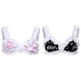 Mens Sissy Bralette Smooth Floral Wire-free Men Bra Top Letter Printed Frilly Ruffled Wide Shoulder Straps Unlined  Bra Tops