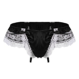 Shiny Soft Satin Floral Lace Low Rise Sissy Panties