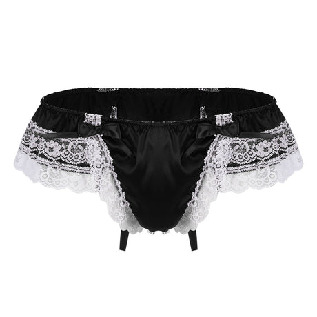 Shiny Soft Satin Floral Lace Low Rise Sissy Panties