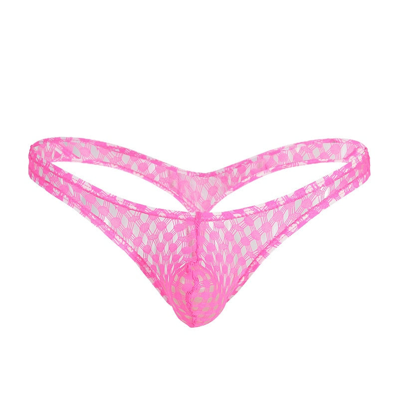 Plus Size Men U Convex Pouch G-string Cockring Sheer See Through Brief Sexy Underwear Transparent Thongs Panties Brief Gay Wear