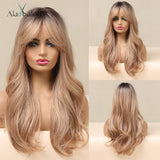 ALAN EATON Ombre Black Blonde Medium Long Wig