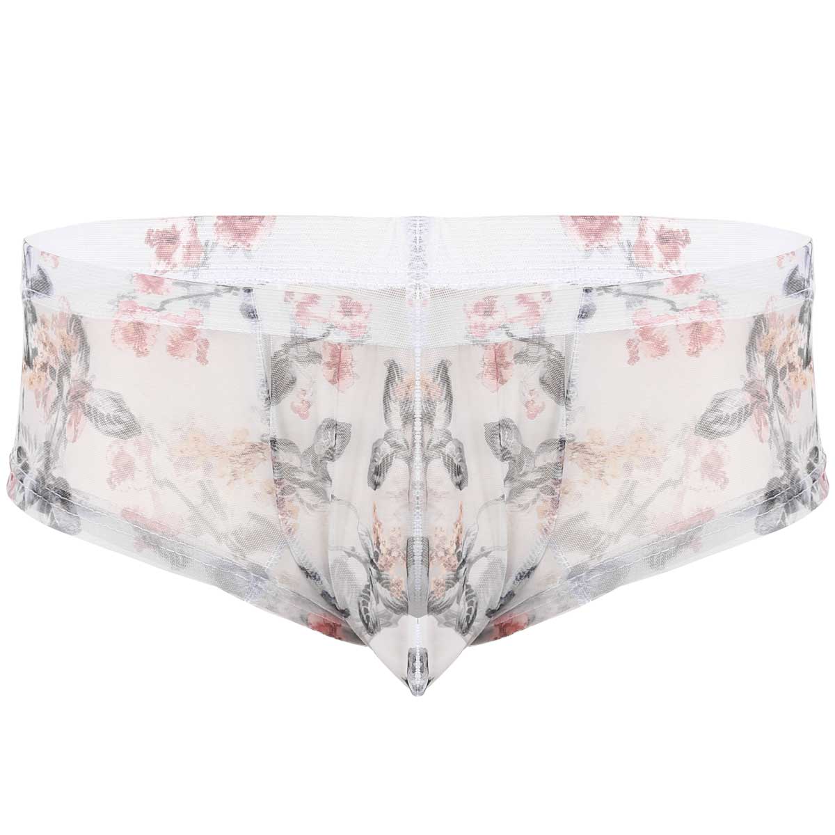 Sissy See Through Sheer Panties Flower Printed