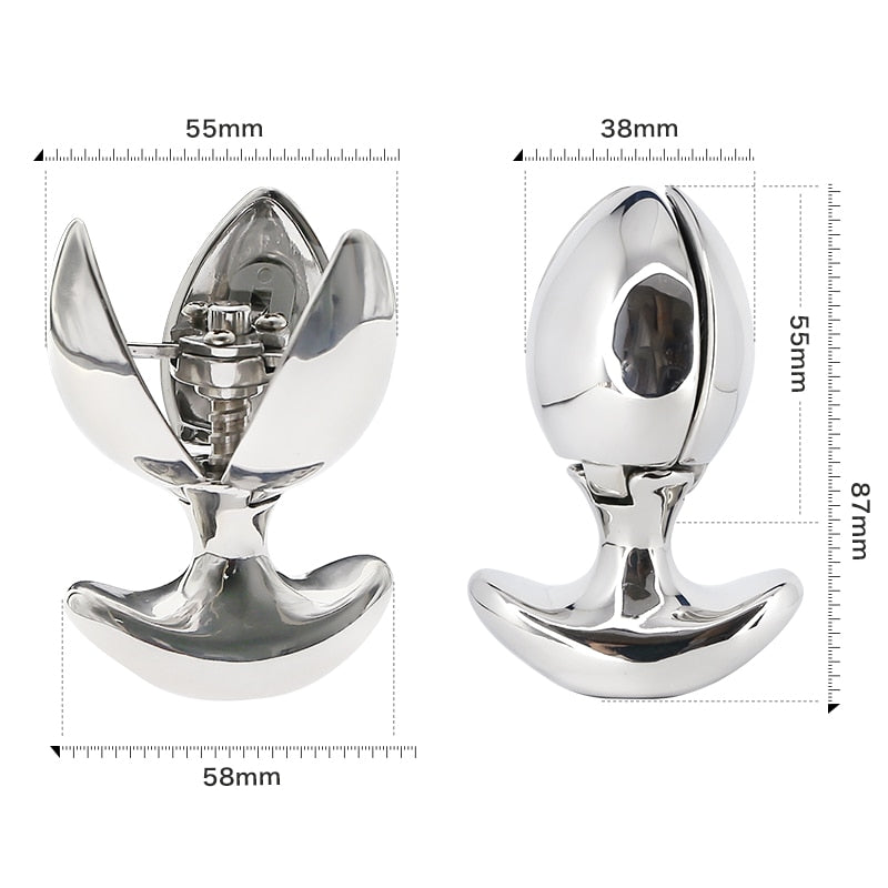 Heavy Stainless Steel Expanding Anal Plug With Lock