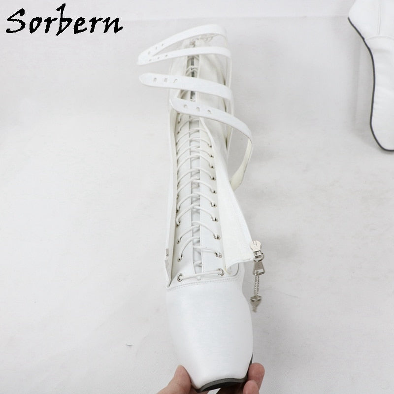 Sorbern Sexy Heelless Knee High  Lockable Ballet Boots