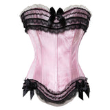 Sexy Satin Lace Overlay Corset Bustier