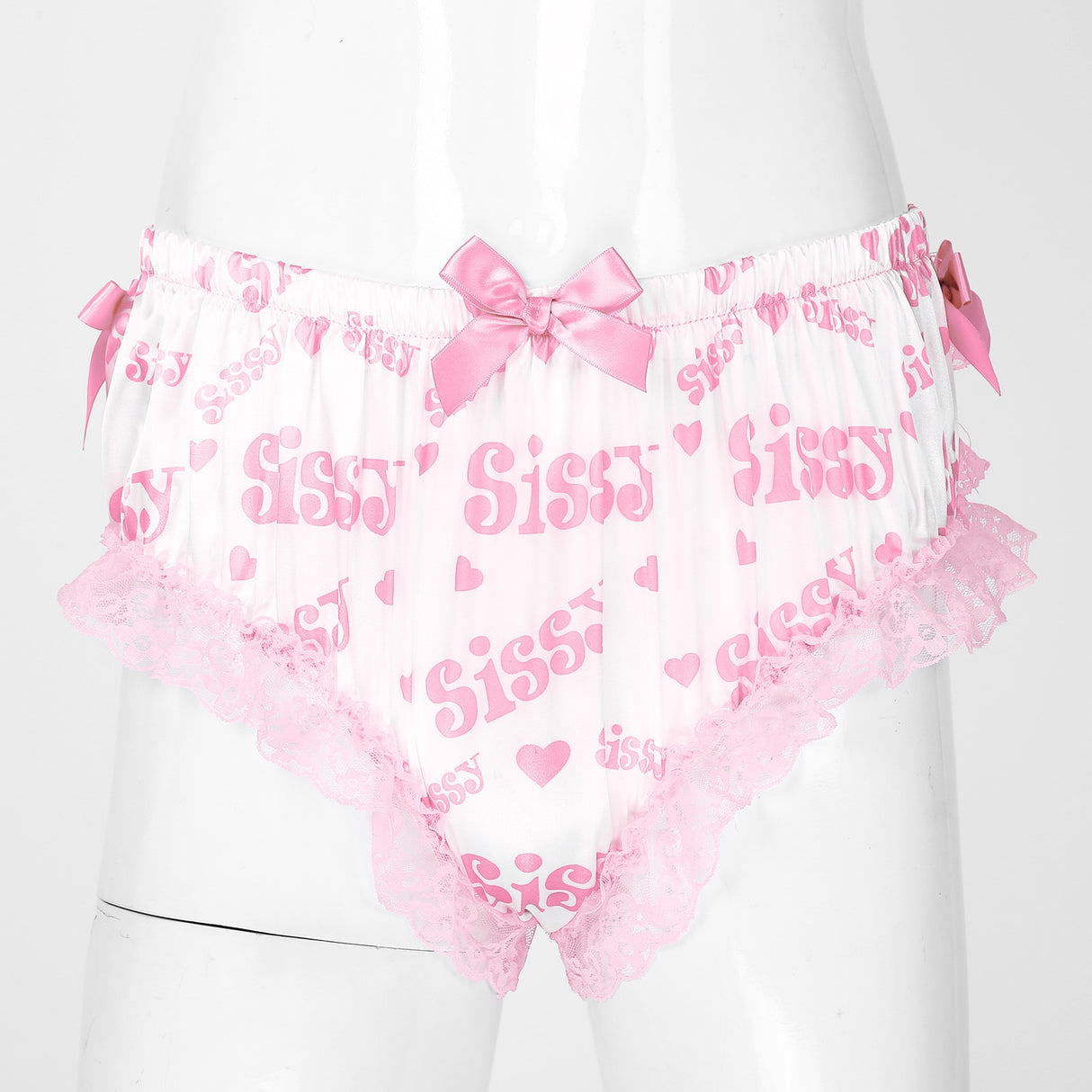 Shiny Soft Satin Ruffled Lace Sissy Panties