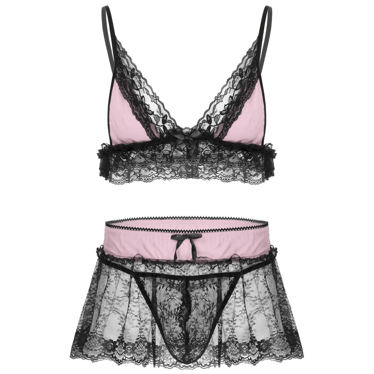 Sissy Lingerie Set Lace Crop Top & Mini Skirt – S-Supplies