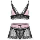 Sissy Lingerie Set Lace Crop Top & Mini Skirt