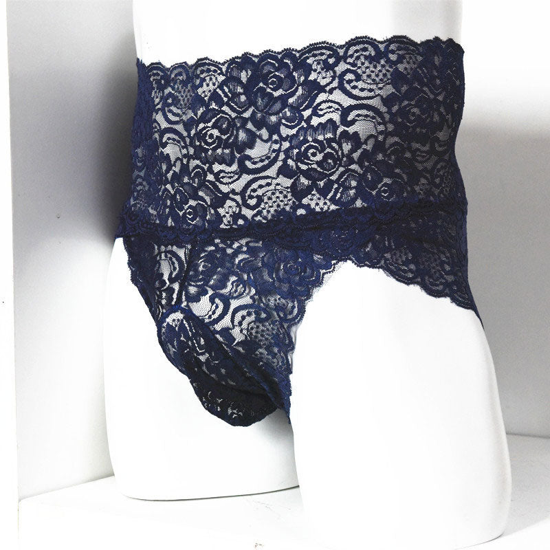 Sexy Panties String Sissy Lingerie High Waisted Lace Tanga Hombre Penis Sheath See Thro Panties Gay Erotic Underwear Cockring