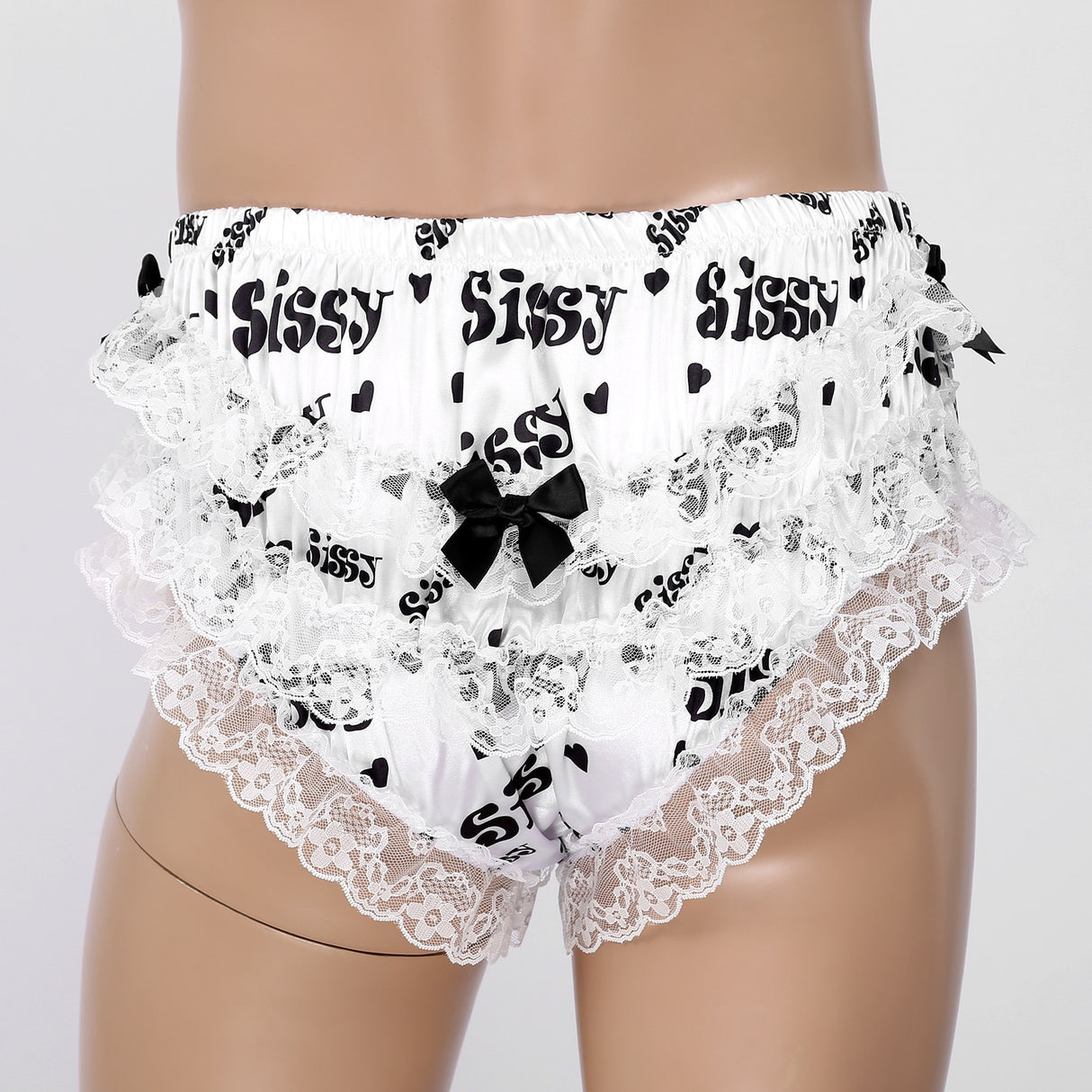 Shiny Soft Satin Ruffled Lace Sissy Panties