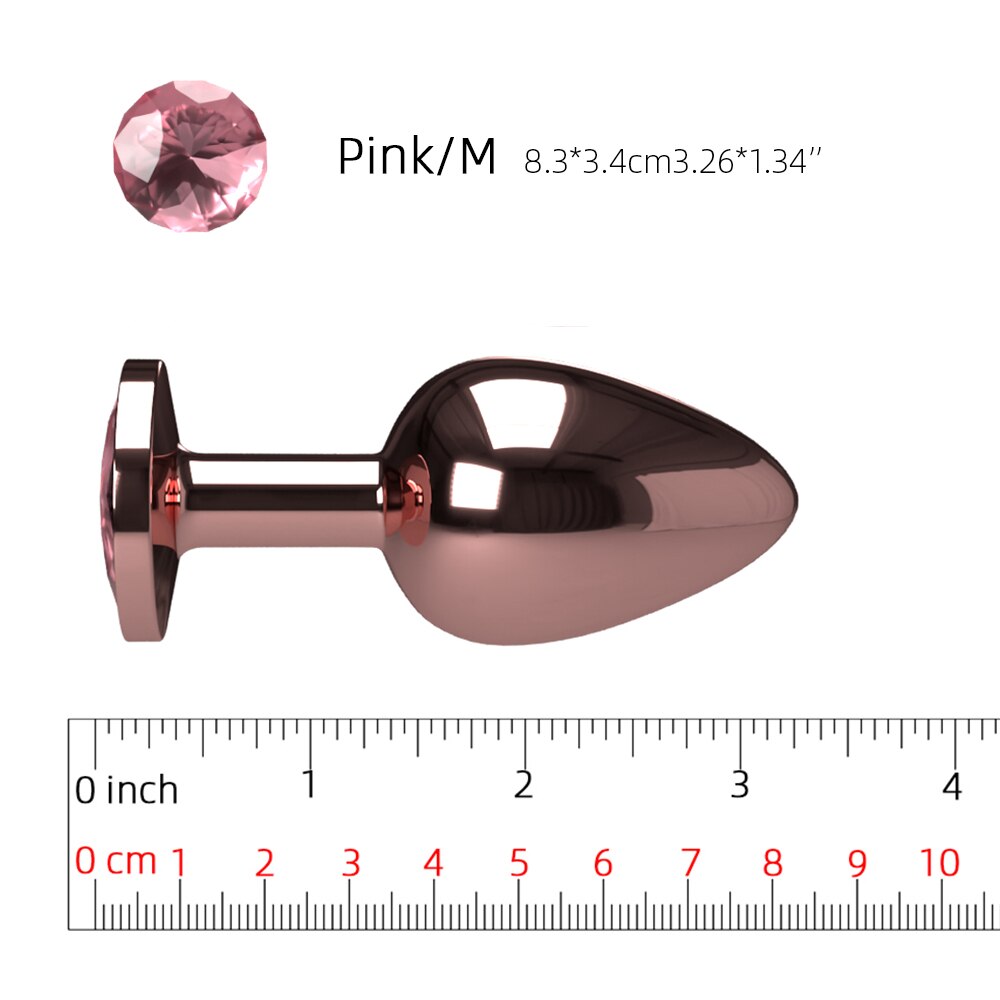 3 Size Smooth Metal Rose Gold Plating Crystal Jewelry Anal Plug Erotic Toy Anal Tube Bead Butt Plug Adult Products For Women Man