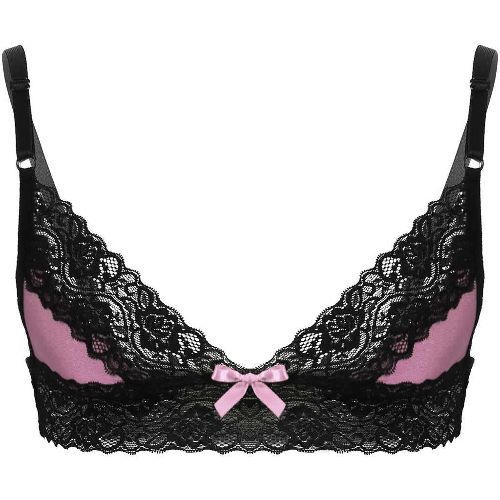 Erotic Sissy Bra Top Floral Lace Wire-free