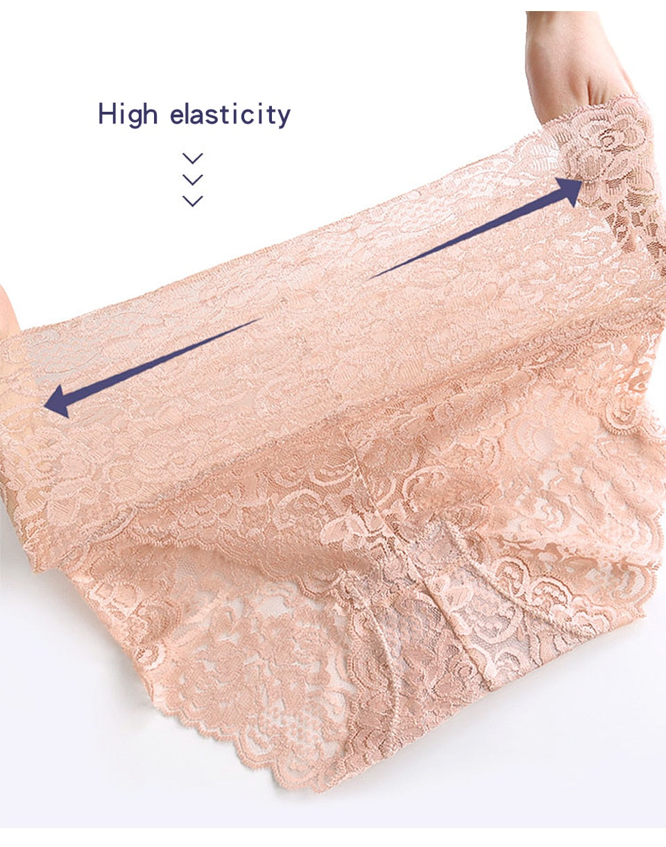 Transparent Lace High Waist Panties - 5pk