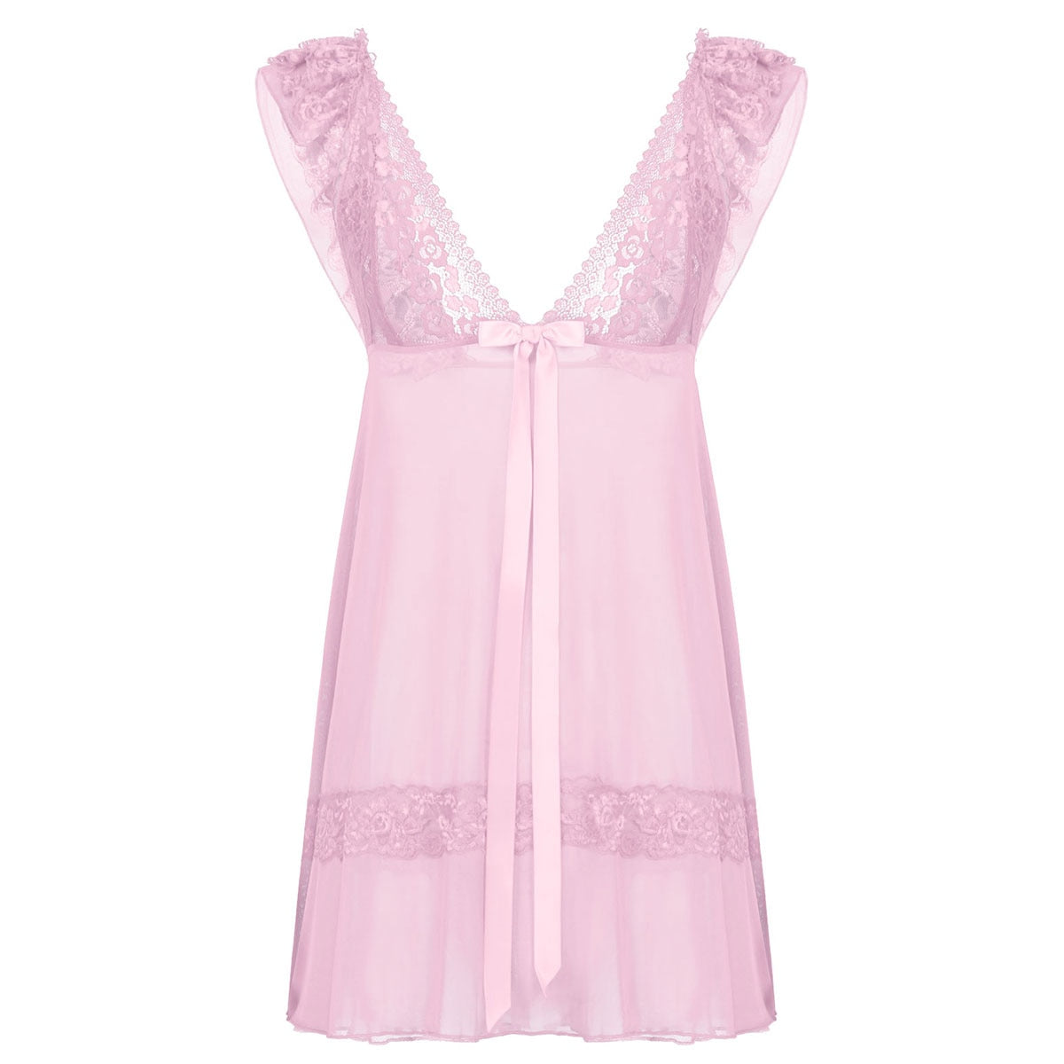 Sissy Ruffle Lace See-through Sheer Mesh Babydoll