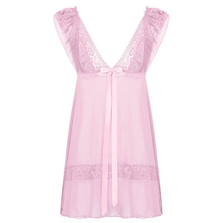 Sissy Ruffle Lace See-through Sheer Mesh Babydoll