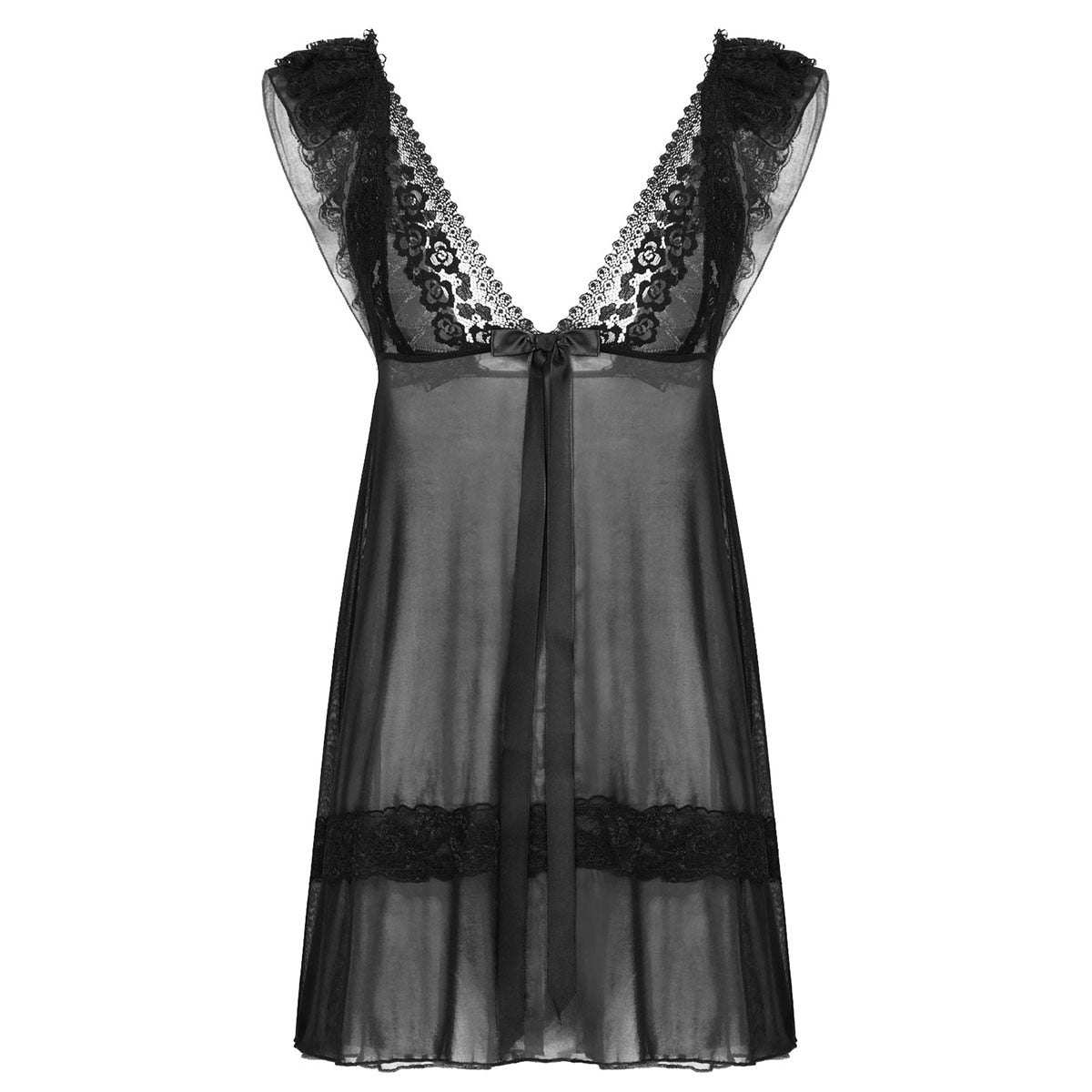 Sissy Ruffle Lace See-through Sheer Mesh Babydoll