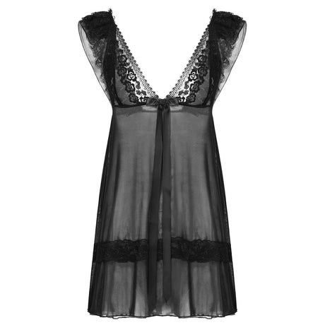 Sissy Ruffle Lace See-through Sheer Mesh Babydoll