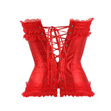 Sexy Satin Lace Overlay Corset Bustier