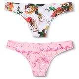 Silk Sissy Pouch Soft Printed Low Waist Seamless Panties - 2PK