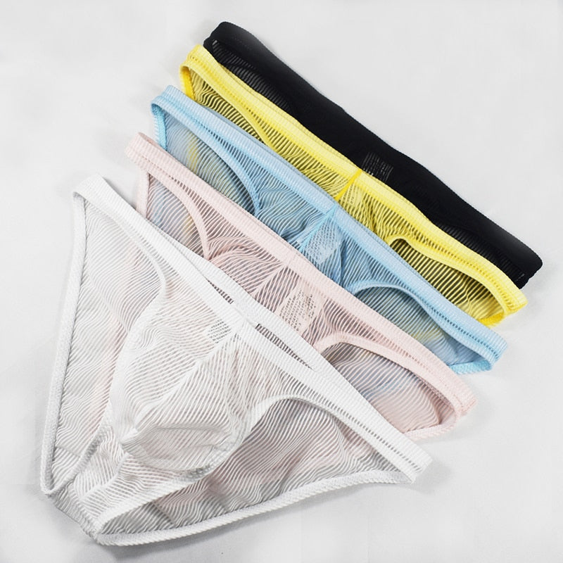 Striped Sissy See Through Low Rise Bikini Briefs - 4PK