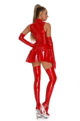 Wet look Sleeveless Pleated Latex Dress