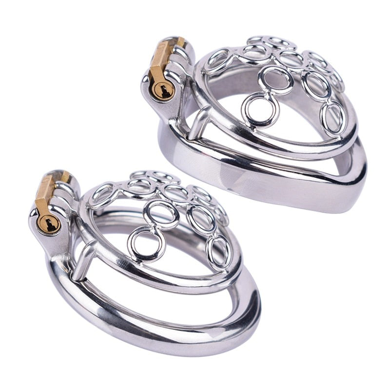 Stainless Steel Sissy Flat Pancake Chastity Cage Urethra Chastity Metal  Ring