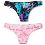 Silk Sissy Pouch Soft Printed Low Waist Seamless Panties - 2PK