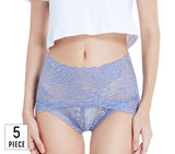 Transparent Lace High Waist Panties - 5pk