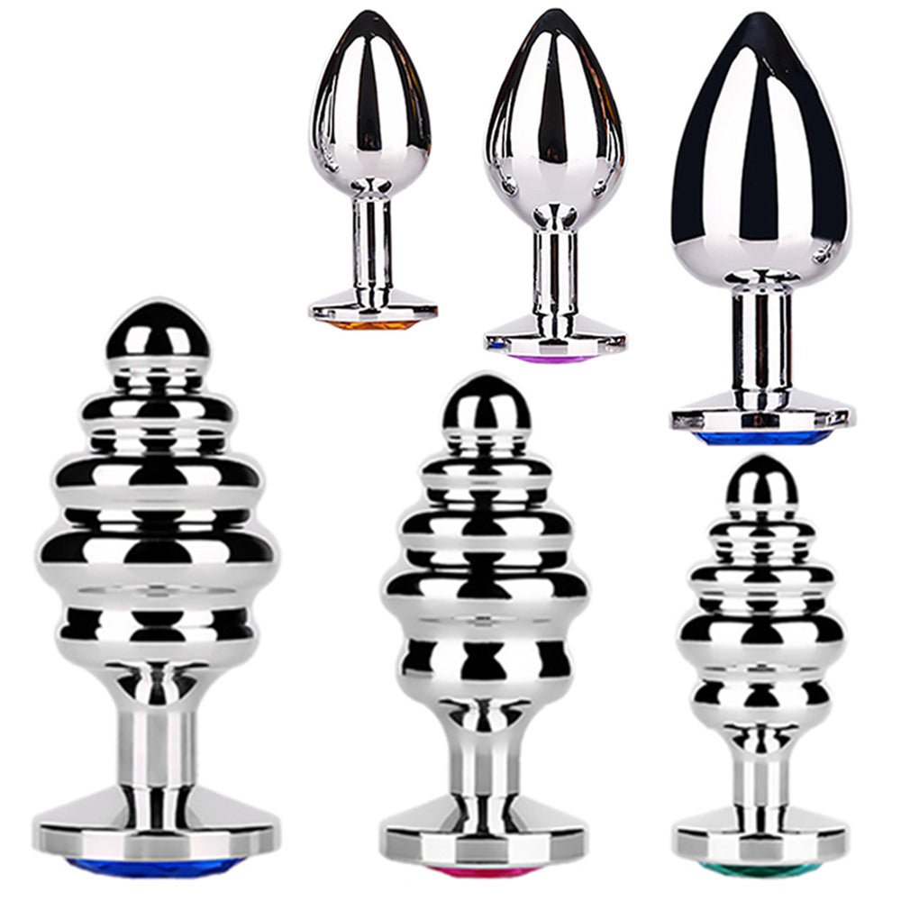 Stainless Steel Butt Plug Anal Massager Spiral Beads Stimulation Thread Anal Plug Anus Sex Toy for Adult Couples SM Products