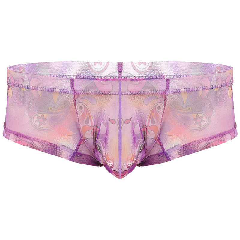 Mens Underwear See Through Sheer Lingerie Panties Jockstraps Bulge Pouch Flower Printed Sissy Gay Briefs Underwear Underpants