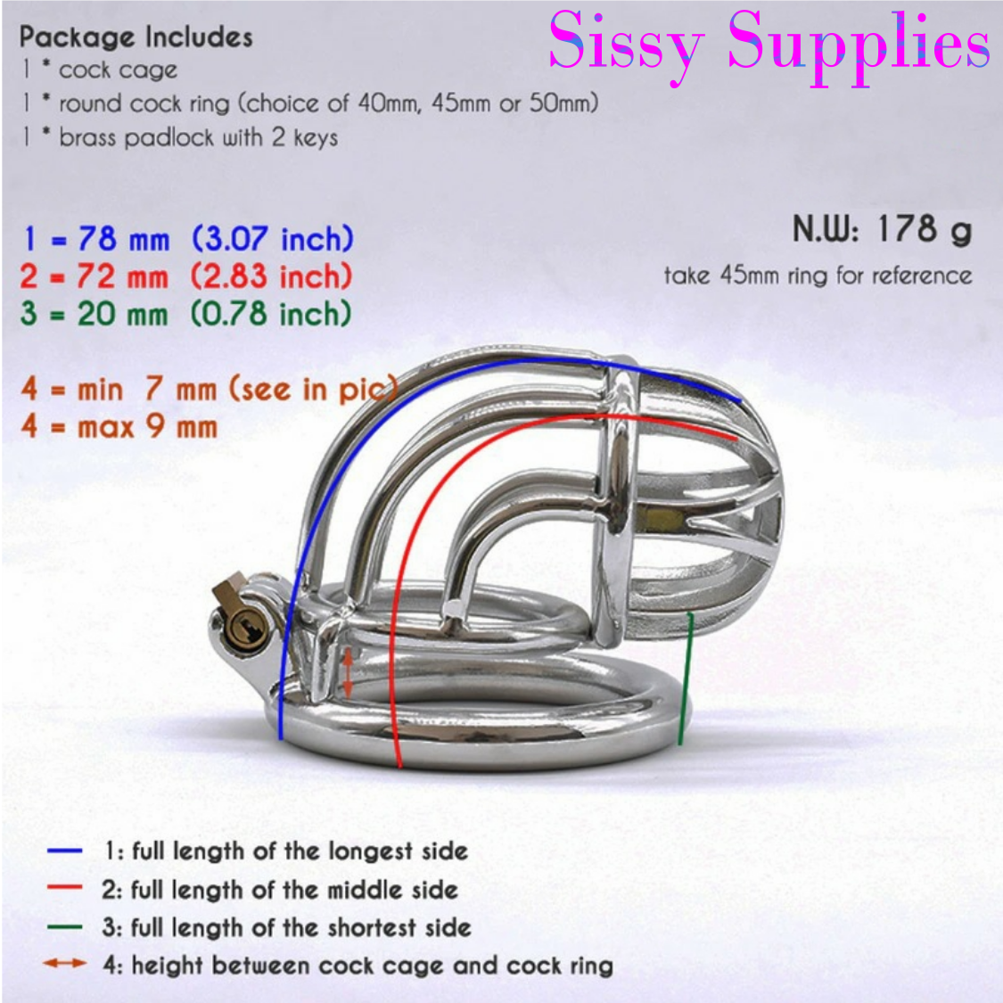 Sunstar Stainless Steel Chastity Cage