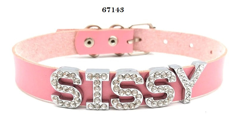 Light Pink "Sissy" Rhinestone Choker/Collar