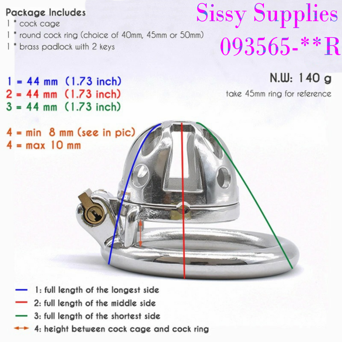 Cagebay Stainless Steel Male Chastity Cage